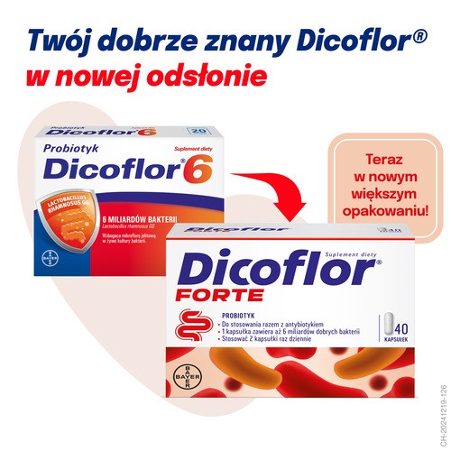Miniaturka artykułu - #0 Dicoflor Forte probiotyk, 40 kaps.