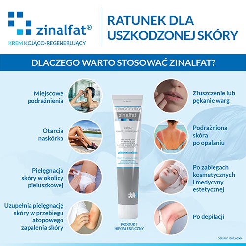 Zdjęcie produktu - 2 ZINALFAT Krem kojąco-regenerujący z tlenkiem cynku, 50 ml