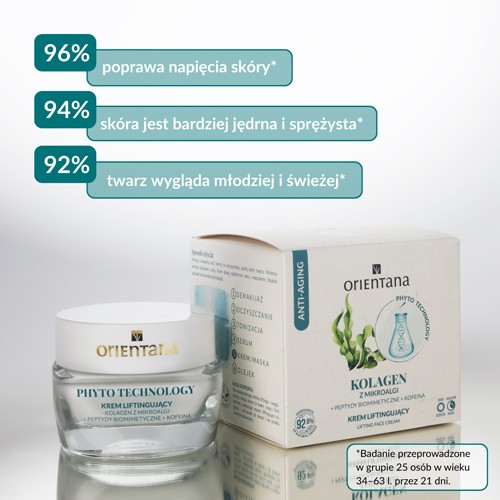 Miniaturka artykułu - #1 Orientana Phyto Technology Krem liftingujący do twarzy Kolagen Peptydy Kofeina, 40 ml