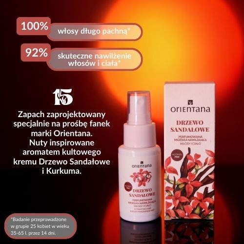 Miniaturka artykułu - #1 Orientana Perfumowana mgiełka nawilżająca do ciała i włos&oacute;w Drzewo Sandałowe, 50 ml
