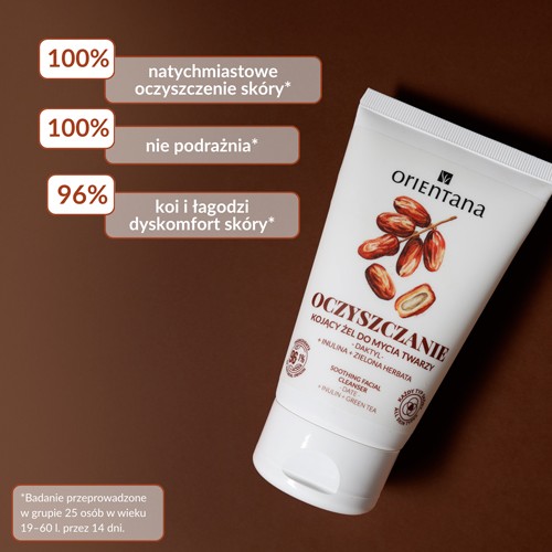 Miniaturka artykułu - #1 Orientana Oczyszczanie Kojący żel do mycia twarzy Daktyl Inulina Zielona Herbata, 125 ml