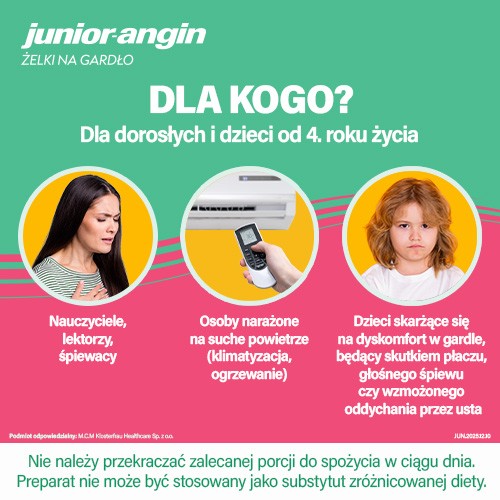 Zdjęcie produktu - 2 Junior-Angin Żelki na gardło smak truskawkowy, 30 szt.