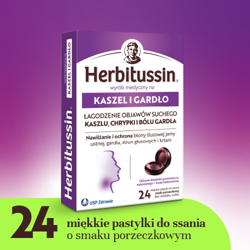 Miniaturka artykułu - #0 Herbitussin Na kaszel i gardło, 24 pastylki do ssania