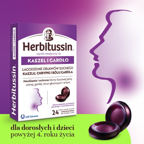 Zdjęcie produktu - 4 Herbitussin Na kaszel i gardło, 24 pastylki do ssania