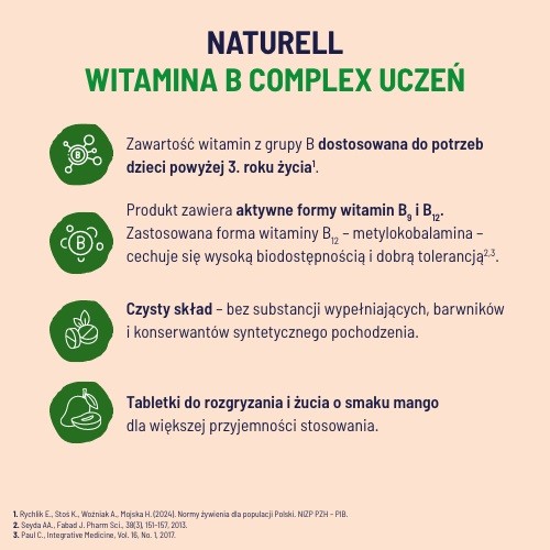 Zdjęcie produktu - 3 Naturell Witamina B Complex Uczeń, 60 tabl.