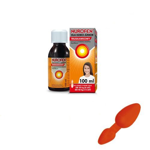 Zdjęcie produktu - 4 NUROFEN Junior zawiesina o smaku truskawkowym - 100ml    KRÓTKA DATA 31.07.2025
