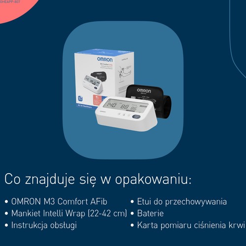Zdjęcie produktu - 5 Omron M3 Comfort AFib Ciśnieniomierz naramienny z zasilaczem HEM-7196-FLE 