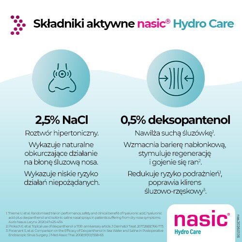 Zdjęcie produktu - 2 Nasic Hydro Care aerozol do nosa, 15 ml
