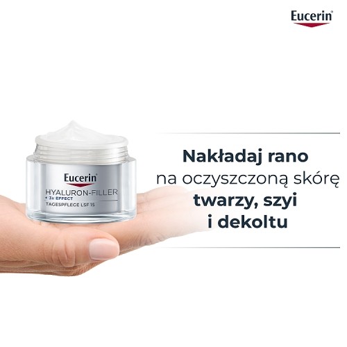 Zdjęcie produktu - 3 Eucerin Hyaluron-Filler + 3x Effect Krem na dzień SPF 15 wkład uzupełniający, 50 ml