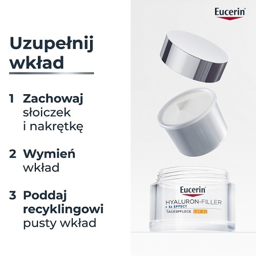 Zdjęcie produktu - 2 Eucerin Hyaluron-Filler + 3x Effect Krem na dzień SPF 30 wkład uzupełniający, 50 ml