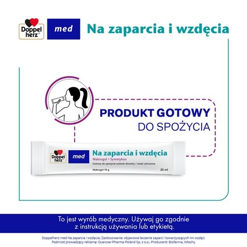 Zdjęcie produktu - 2 Doppelherz Med Na zaparcia i wzdęcia, 10 sasz. 