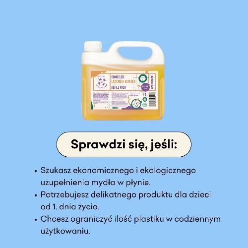 Miniaturka artykułu - #0 Cztery Szpaki (4szpaki) Bombelek naturalne mydło w płynie od 1. dnia życia Refill, 2 l