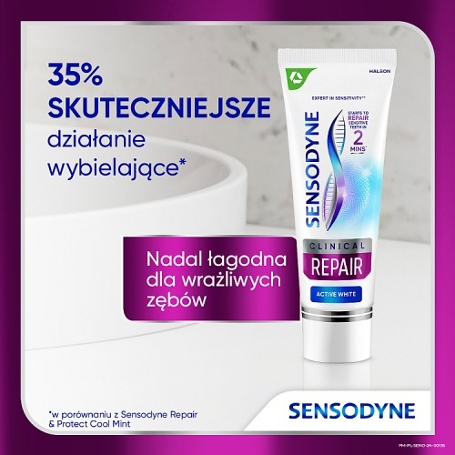 Zdjęcie produktu - 8 Sensodyne Clinical Repair Active White Pasta do zęb&oacute;w z aktywnym wybielaniem, 75 ml
