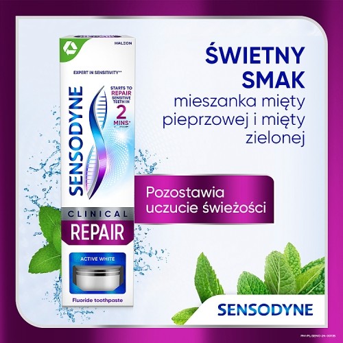 Miniaturka artykułu - #1 Sensodyne Clinical Repair Active White Pasta do zęb&oacute;w z aktywnym wybielaniem, 75 ml