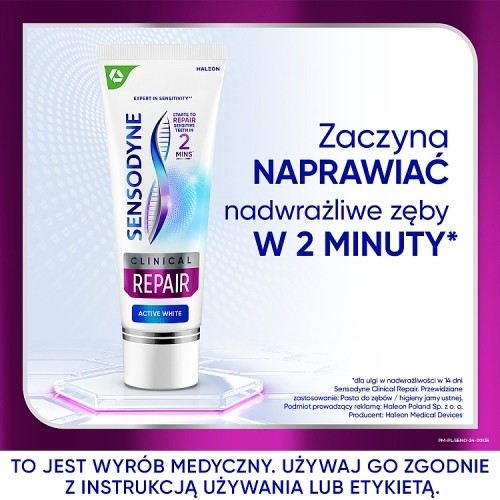Zdjęcie produktu - 9 Sensodyne Clinical Repair Active White Pasta do zęb&oacute;w z aktywnym wybielaniem, 75 ml