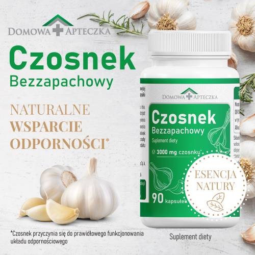 Miniaturka artykułu - #0 Domowa Apteczka Czosnek bezzapachowy Esencja Natury, 90 kaps.