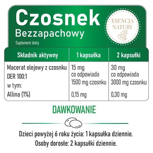 Zdjęcie produktu - 2 Domowa Apteczka Czosnek bezzapachowy Esencja Natury, 90 kaps.
