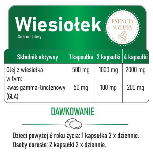 Zdjęcie produktu - 2 Domowa Apteczka Wiesiołek Esencja Natury, 60 kaps.