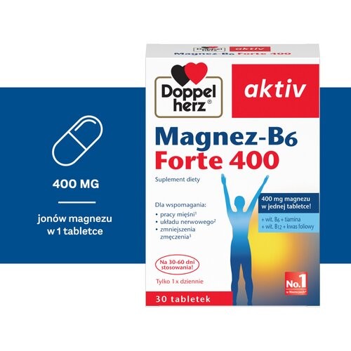 Miniaturka artykułu - #0 Doppelherz aktiv Magnez - B6 Forte - 30 tabletek
