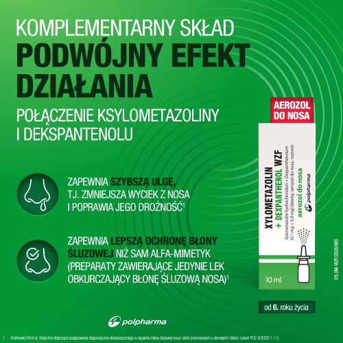 Zdjęcie produktu - 3 Xylometazolin + Dexpanthenol WZF Spray do nosa, 10 ml - lek udrożnia nos i wspomaga regenerację błony śluzowej