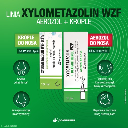 Zdjęcie produktu - 4 Xylometazolin + Dexpanthenol WZF Spray do nosa, 10 ml - lek udrożnia nos i wspomaga regenerację błony śluzowej