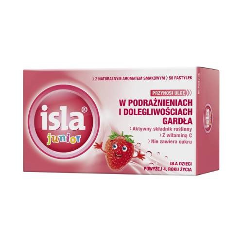 Miniaturka artykułu - #0 Isla Junior Pastylki do ssania dla dzieci o smaku truskawkowym, 50 szt.