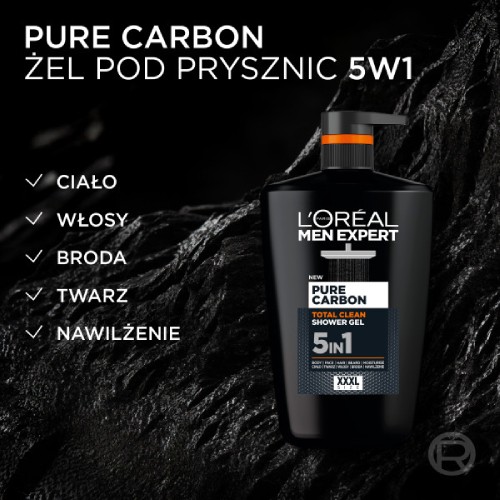 Miniaturka artykułu - #0 L'Or&eacute;al Men Expert Pure Carbon Total Clean Żel pod prysznic 5w1, 1000 ml