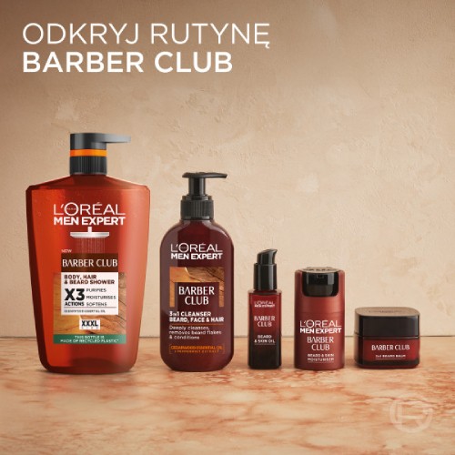 Miniaturka artykułu - #1 L'Or&eacute;al Men Expert Barber Club Żel pod prysznic do ciała włos&oacute;w i brody, 1000 ml