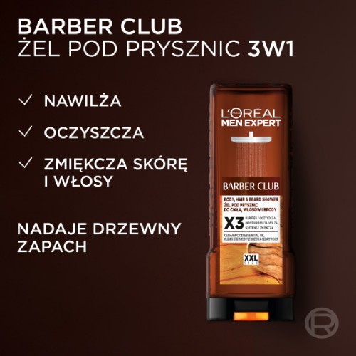 Zdjęcie produktu - 2 L'Or&eacute;al Men Expert Barber Club 3w1 Żel do mycia ciała włos&oacute;w i brody, 400 ml