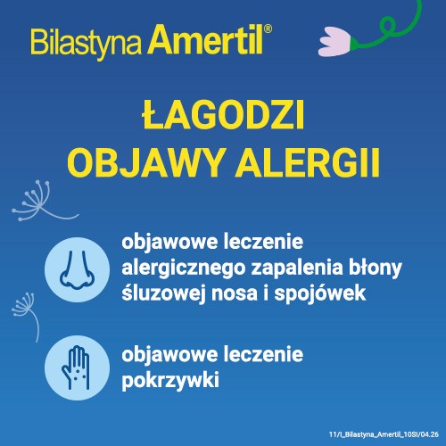 Zdjęcie produktu - 2 Bilastyna Amertil 20 mg, 20 tabletek - lek przeciwalergiczny