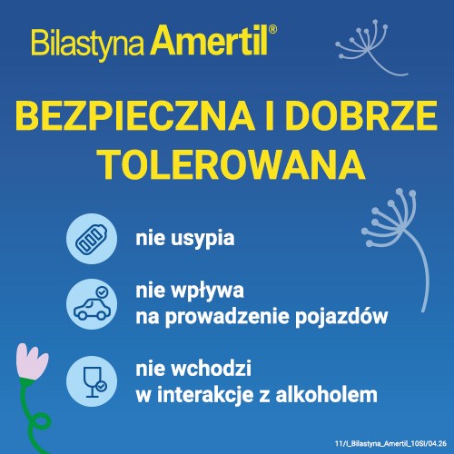 Zdjęcie produktu - 5 Bilastyna Amertil 20 mg, 20 tabletek - lek przeciwalergiczny