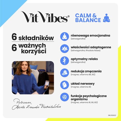 Miniaturka artykułu - #1 Vit Vibes Calm & Balance żelki smak malinowy, 60 szt.