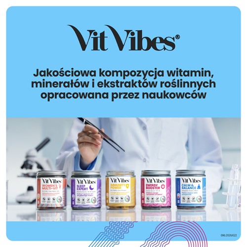 Zdjęcie produktu - 8 Vit Vibes Calm & Balance żelki smak malinowy, 60 szt.