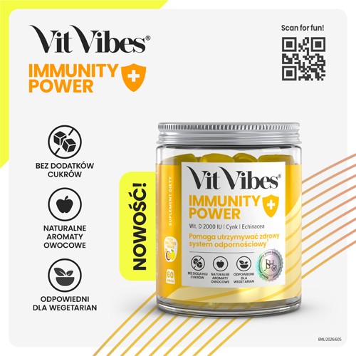 Zdjęcie produktu - 5 Vit Vibes Immunity Power żelki smak marakuja cytryna, 60 szt.