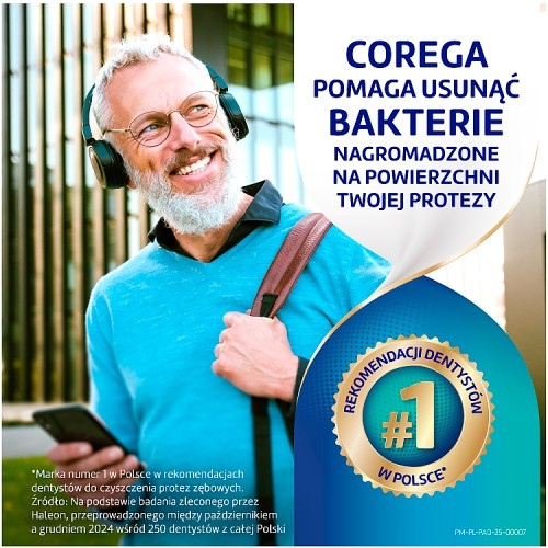 Miniaturka artykułu - #1 Corega Bio Formuła Tabletki do codziennego czyszczenia protez zębowych, 120 szt.
