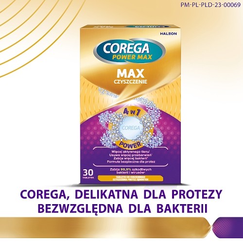Zdjęcie produktu - 4 Corega Power Max Tabletki do codziennego czyszczenia protez zębowych, 30 szt.