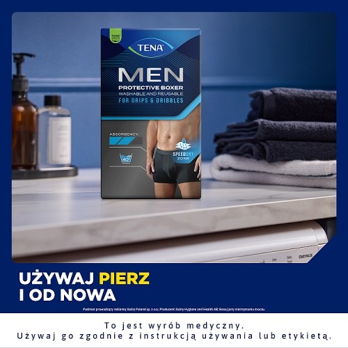 Zdjęcie produktu - 6 Tena Men Protective Boxer Wielorazowe bokserki ochronne dla mężczyzn M, 1 szt.