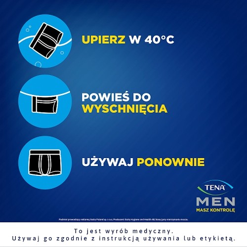 Zdjęcie produktu - 7 Tena Men Protective Boxer Wielorazowe bokserki ochronne dla mężczyzn M, 1 szt.