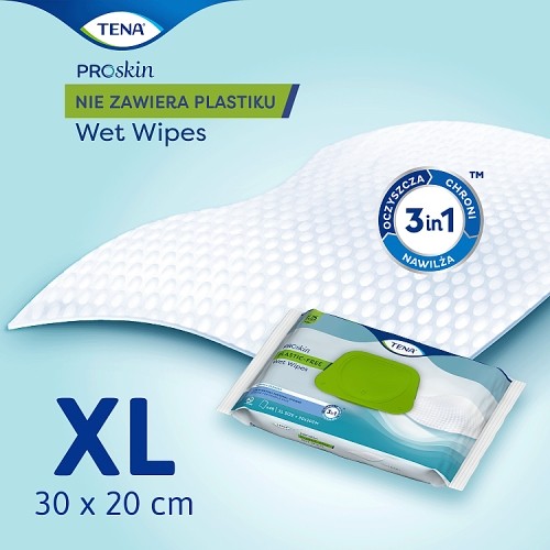 Miniaturka artykułu - #0 Tena Wet Wipes ProSkin Plastic-Free Chusteczki nawilżane, 48 szt.