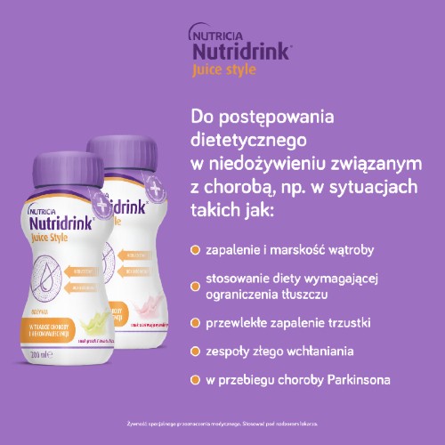 Zdjęcie produktu - 3 Nutridrink Juice Style smak orzeźwiającej maliny, 4 x 200 ml