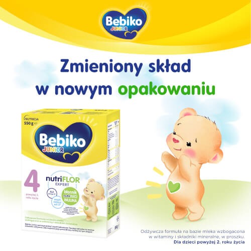 Miniaturka artykułu - #0 Bebiko Junior 4 NutriFlor Expert Odżywcza formuła na bazie mleka dla małych dzieci powyżej 2. roku życia, 550 g