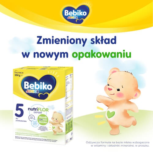 Miniaturka artykułu - #0 Bebiko Junior 5 NutriFlor Expert Odżywcza formuła na bazie mleka dla przedszkolaka, 550 g
