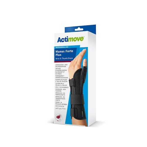 Miniaturka artykułu - #1 Actimove Professional Line Manus Forte Plus Orteza nadgarstka i kciuka czarna prawa S/M