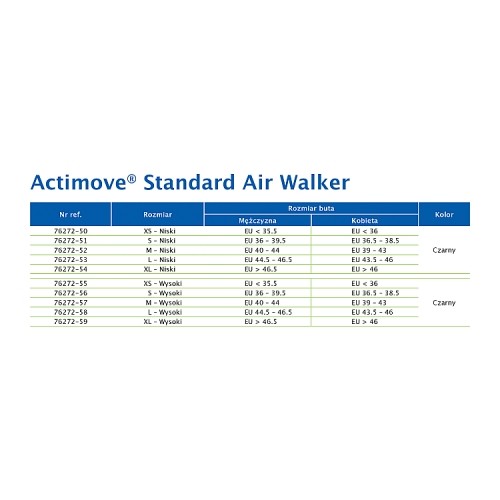 Miniaturka artykułu - #1 Actimove Professional Line Standard Air Walker Orteza na goleń i stopę wysoka czarna XL