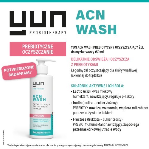 Zdjęcie produktu - 4 YUN ACN WASH Prebiotyczny oczyszczający żel do mycia twarzy, 150 ml
