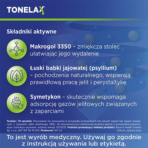 Zdjęcie produktu - 2 Tonelax, 10 sasz. - do stosowania przy zaparciach i wzdęciach