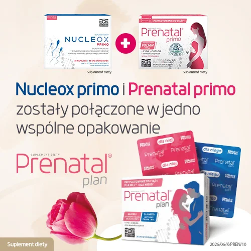 #1 – Prenatal Plan Prenatal Primo, 30 kaps. + Nucleox Primo, 30 kaps. - przygotowanie do ciąży dla niej i dla niego