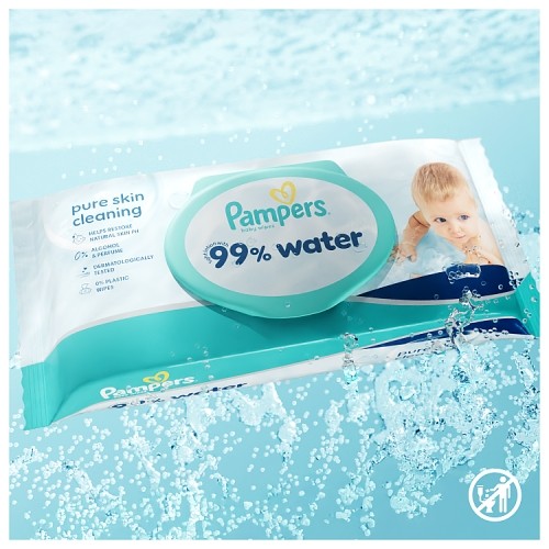 Miniaturka artykułu - #1 Pampers 99% Water Chusteczki nawilżane, 9 x 60 szt.