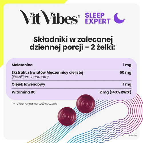 #3 – Vit Vibes Sleep Expert żelki o smaku jagodowym z nutą lawendy, 60 szt.