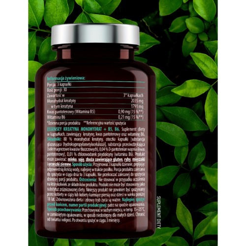 Zdjęcie produktu - 5 Essensey Kreatyna Monohydrat + B5, B6, 90 kaps.